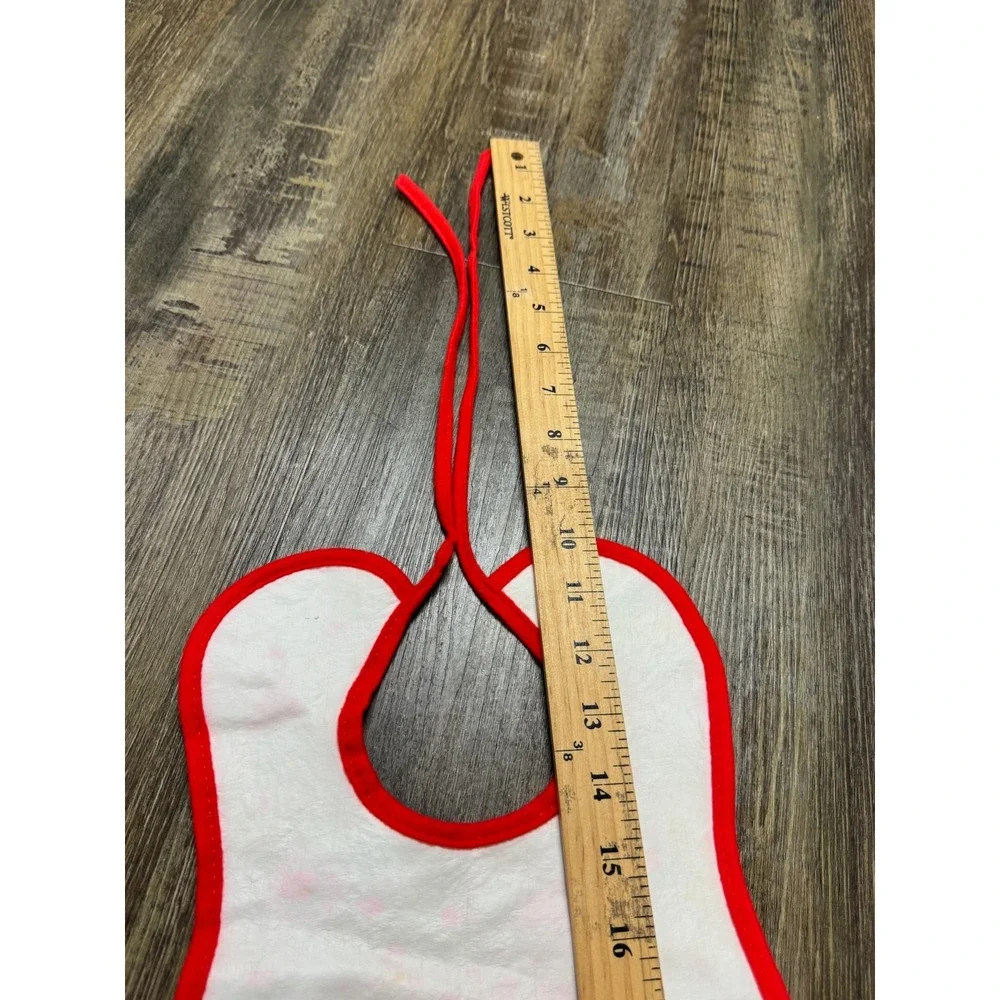 Vintage Sesame Street Elmo ABC Baby Bib Red White Jim Henson Terry Tie Closure